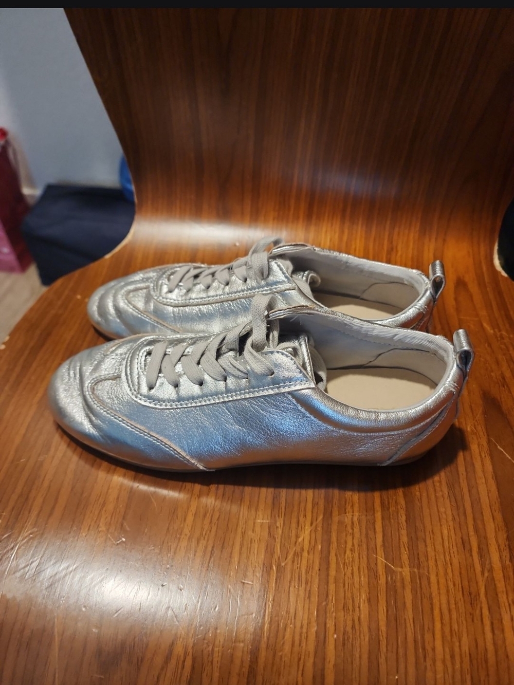 Aldo Metallic Silver Low-Top Sneakers